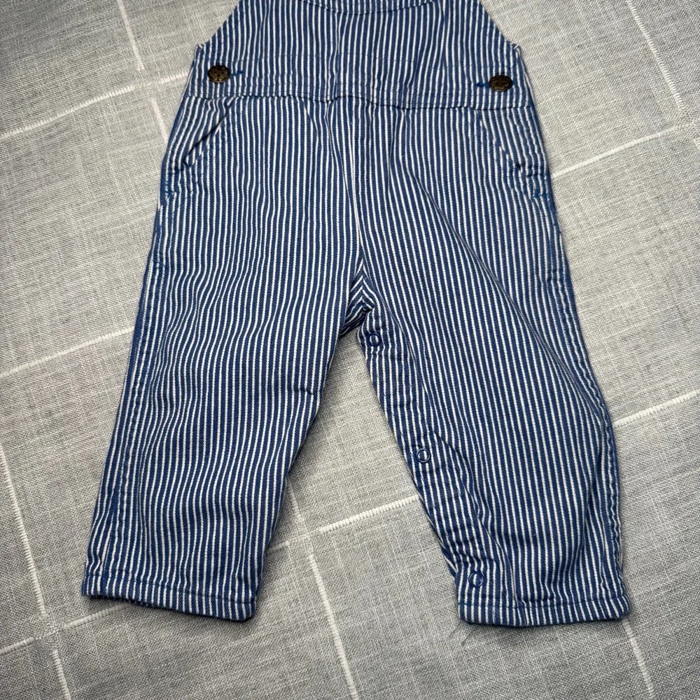 OshKosh B'Gosh 18 Month Conductor Stripes Vintage‎ 90s Overalls made in USA